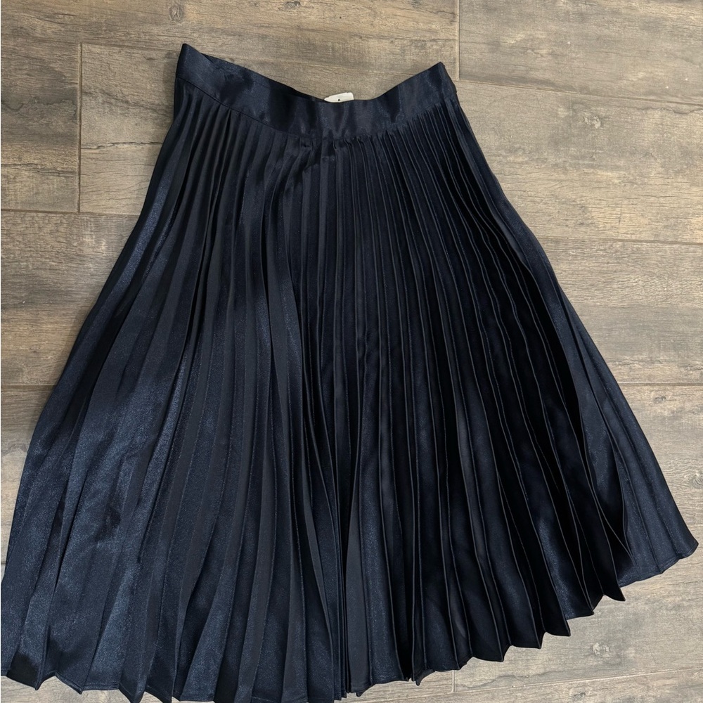 Le lis  Elegant Navy Blue Pleated Skirt